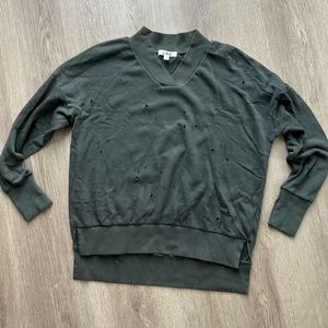 LNA oversized distressed black v-neck long sleeve- XS